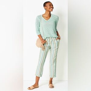 J. Jill Linen Blend Pull On Striped Boho Beachcomber Pants Size XS
